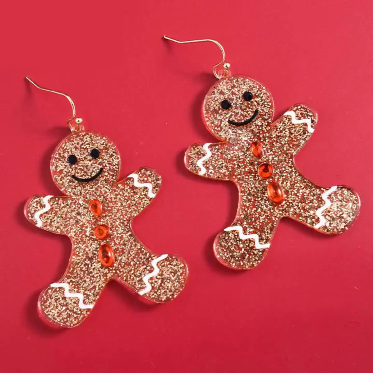 Women’s double hoop earrings-1 Pair Cute Cartoon Character Gingerbread Arylic Ear Hook