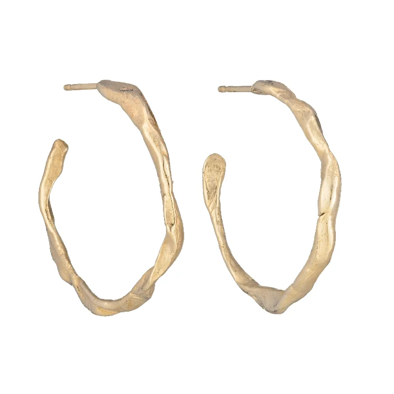 Women’s silver earrings-Penzance Hoops 9ct Gold