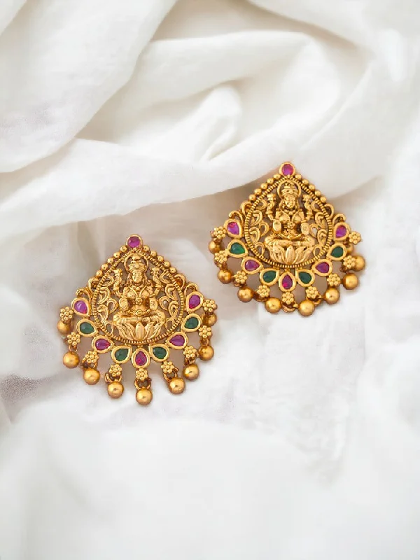 Women’s gold drop earrings-Multicolor Harsidhhi Temple Studs