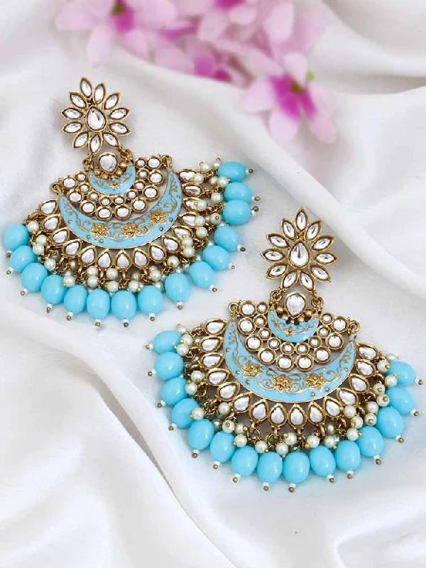 Women’s hoop and stud earrings-Baby Blue Ajaya Chandbalis