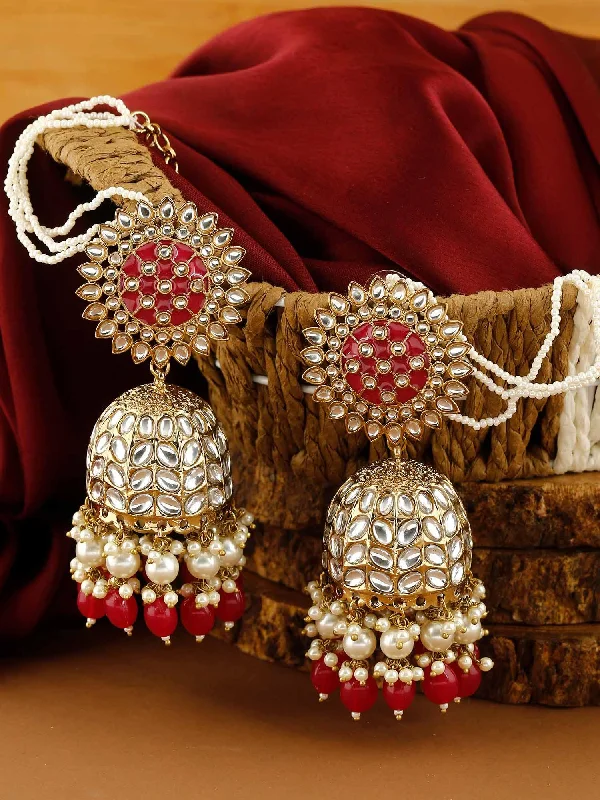 Women’s wedding earrings-Ruby Maharani Sahara Jhumkis - EOSS