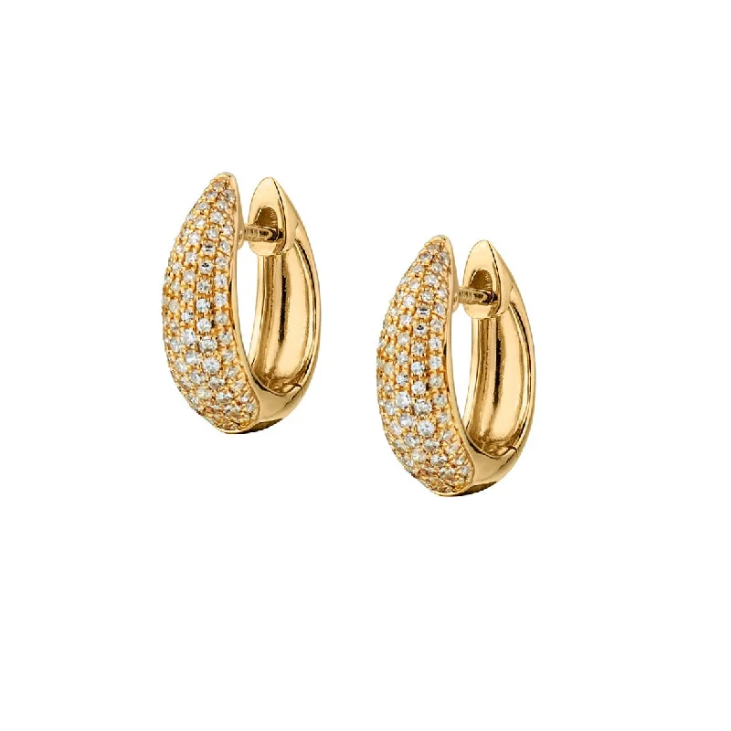 Women’s gold dangling earrings-PAVÉ DIAMOND HUGGIE STYLE EARRINGS