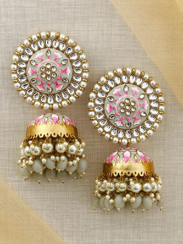 Women’s luxury gold earrings-Smoke Kritika Jhumkis - EOSS