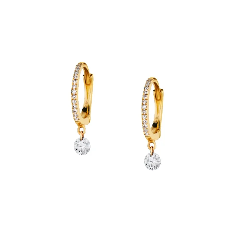 Women’s vintage drop earrings-DIAMOND DROP HUGGIE EARRINGS