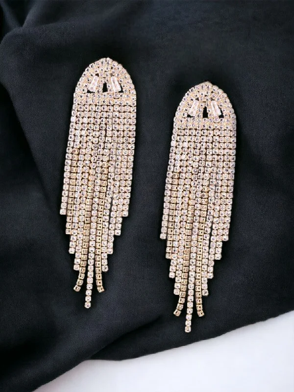 Women’s silver hoop earrings-Golden Irises Tassels