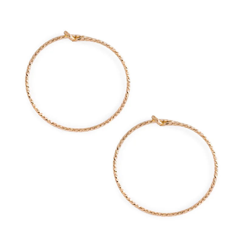 Women’s jeweled earrings-Gold Textured Hoop Earrings