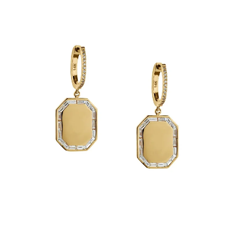 Women’s heart-shaped earrings-BAGUETTE DIAMOND DROP EARRINGS