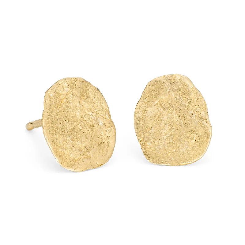 Women’s long earrings-Pressed Nugget Studs 18ct Gold