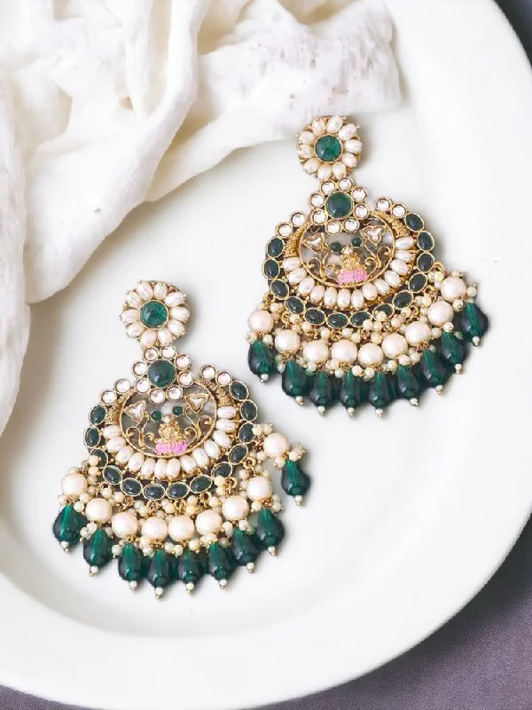 Women’s diamond hoop earrings-Emerald Takshavi Chaandbalis