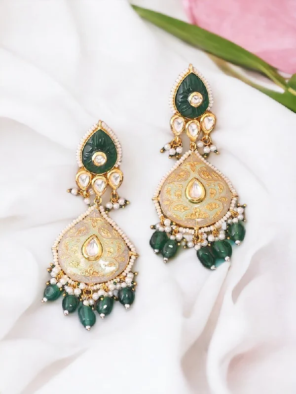 Women’s long earrings-Emerald Amisha Danglers