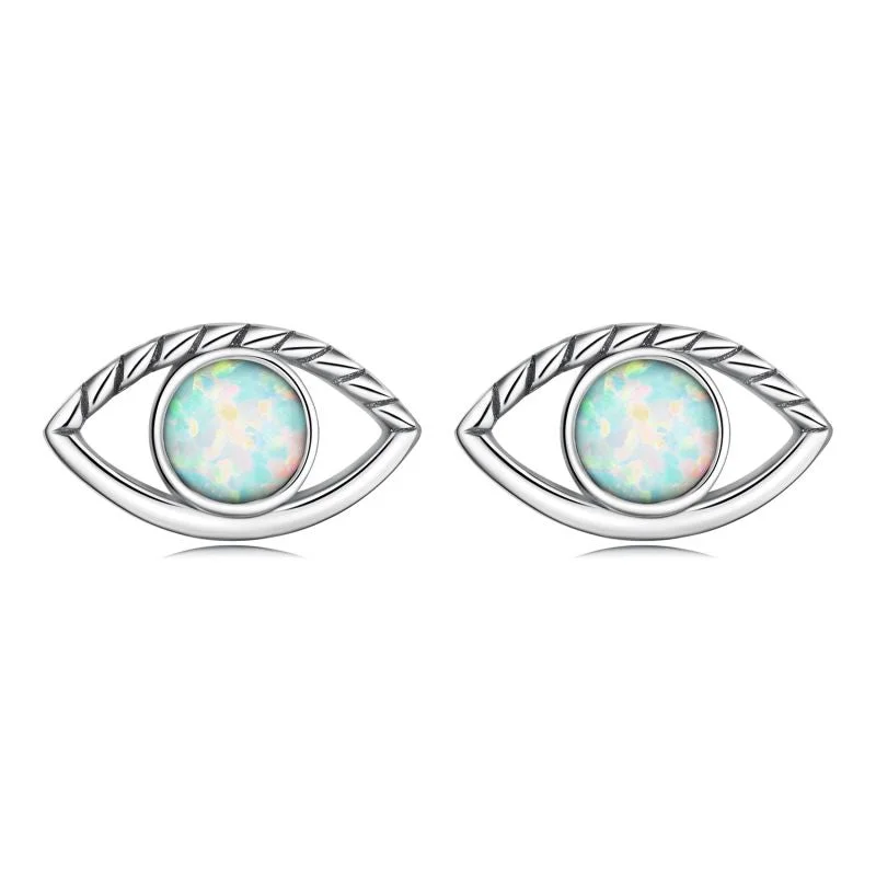 Evil eyes ear studs-Opal