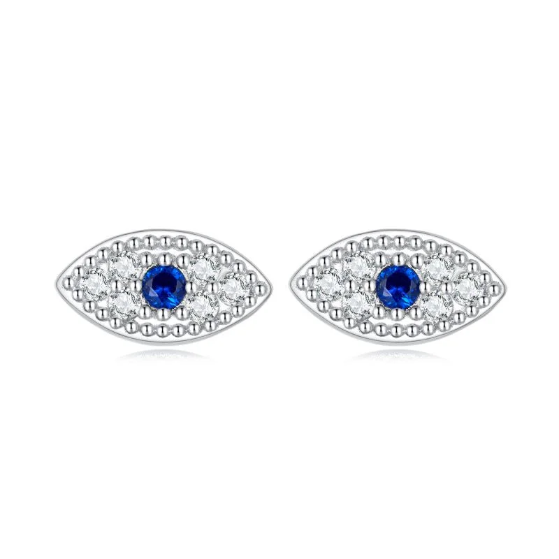 Devil Eye Stud Earrings-Lake Blue