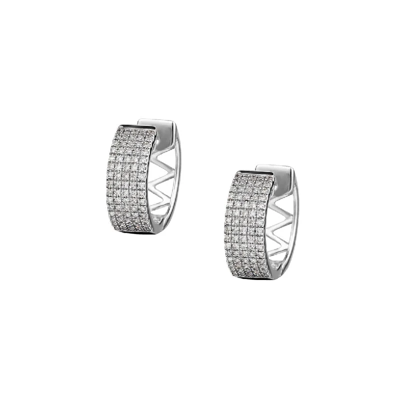 Women’s infinity earrings-5 ROW PAVÉ DIAMOND HUGGIE EARRINGS