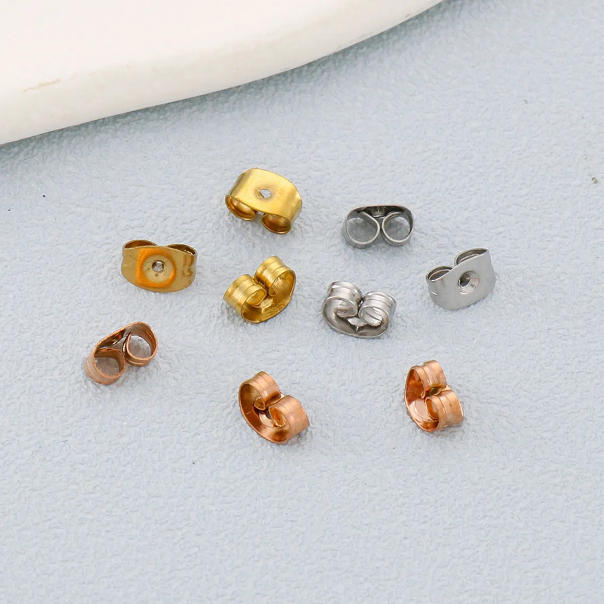 Women’s vintage stud earrings-10 Pieces Stainless Steel 18K Gold Plated Solid Color