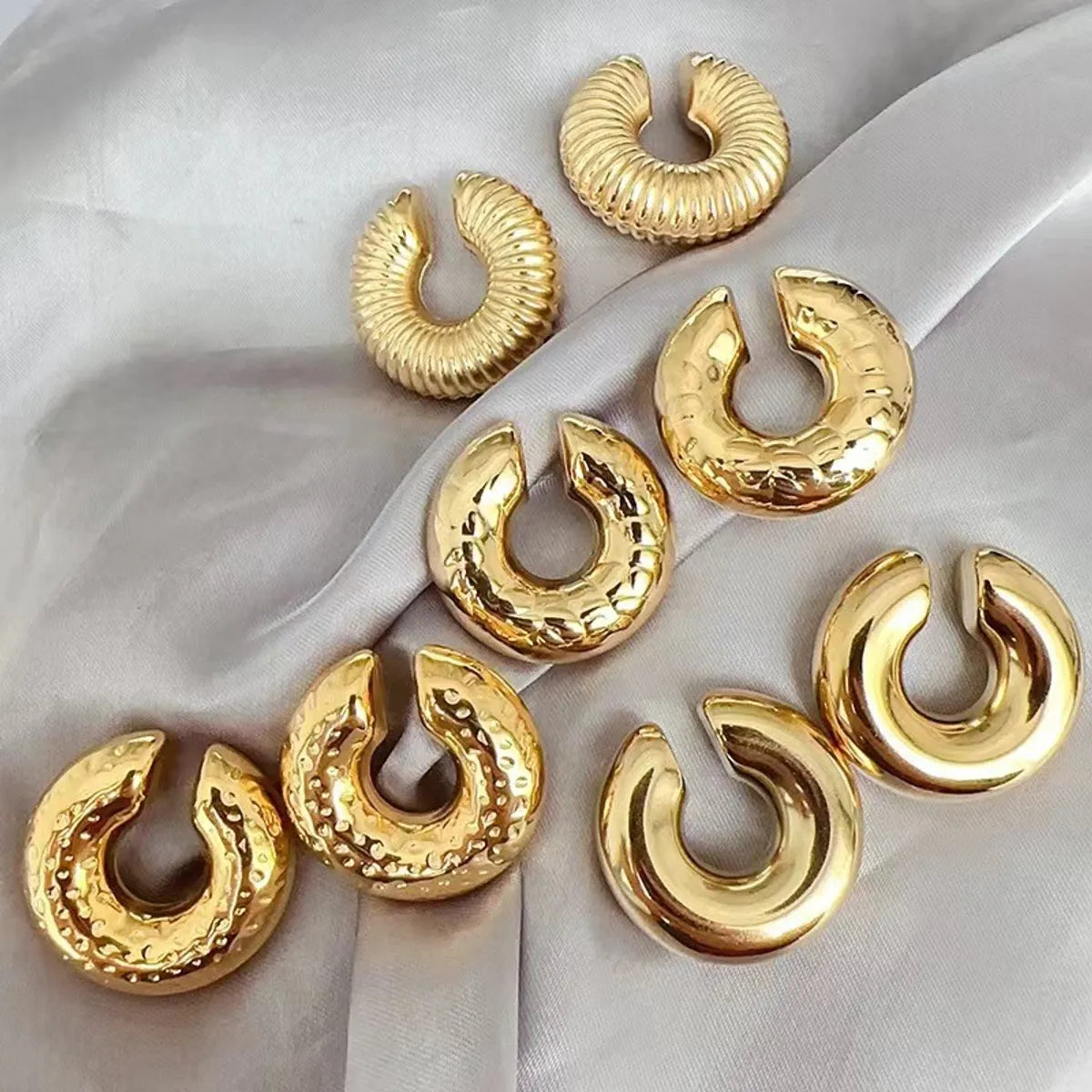 Women’s gold earrings-1 Pair Basic Modern Style Classic Style C Shape Geometric Spiral Stripe CCB Ear Cuffs