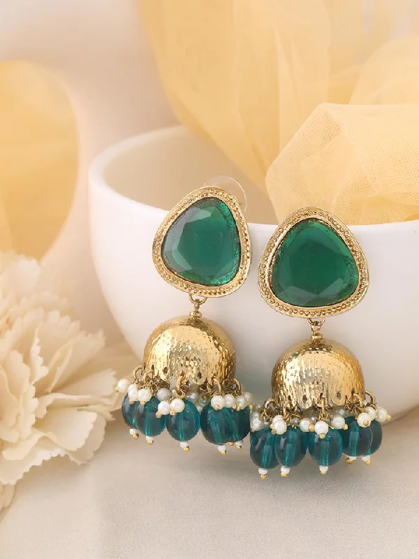 Women’s statement earrings-Emerald Mini Shesha Jhumkis