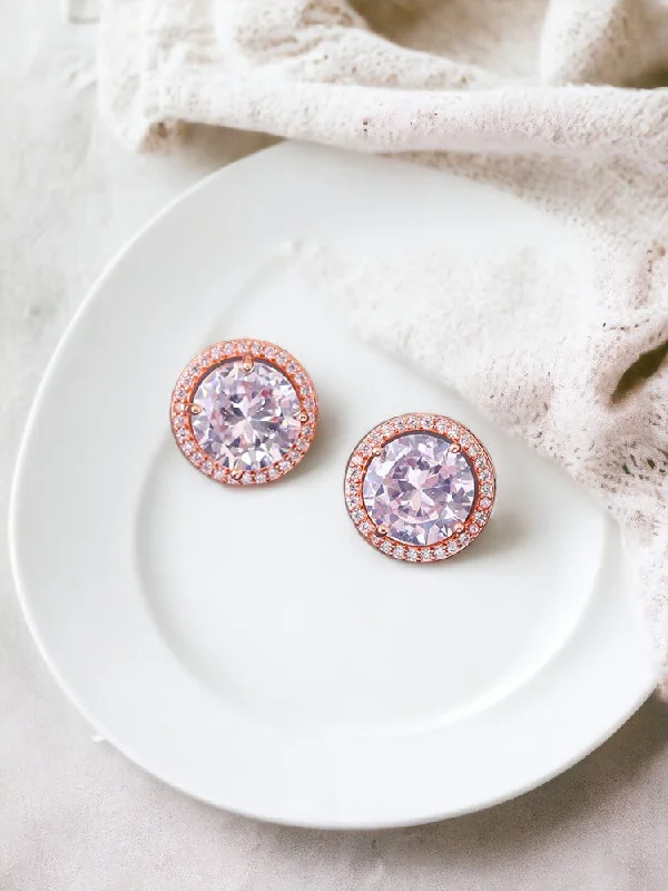 Women’s stackable earrings-Rose Gold Everest Zirconia Studs - EOSS