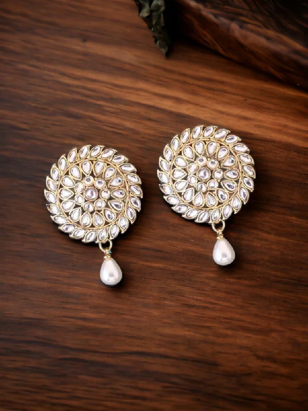 Women’s oval-shaped earrings-Ivory Bhavana Studs