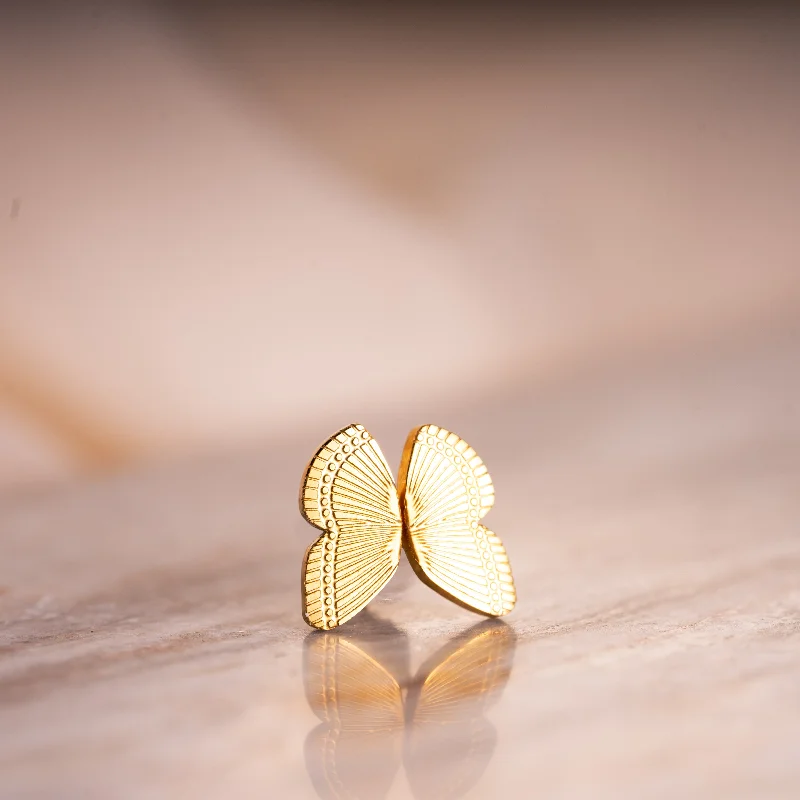 Women’s rainbow earrings-Gold Butterfly Wing Studs