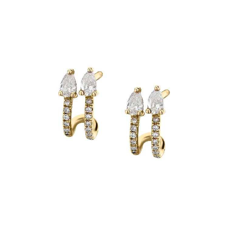 Women’s colorful earrings-DOUBLE PEAR & ROUND SHAPED DIAMOND EARRINGS