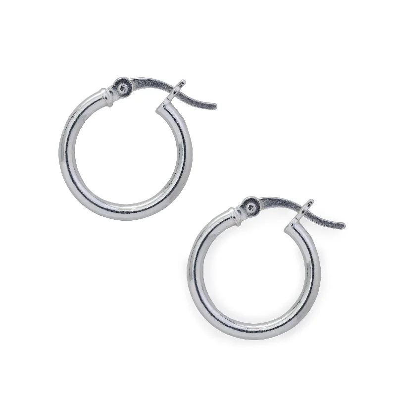 Women’s hoop earrings with diamonds-Silver Hinged Hoop Earrings