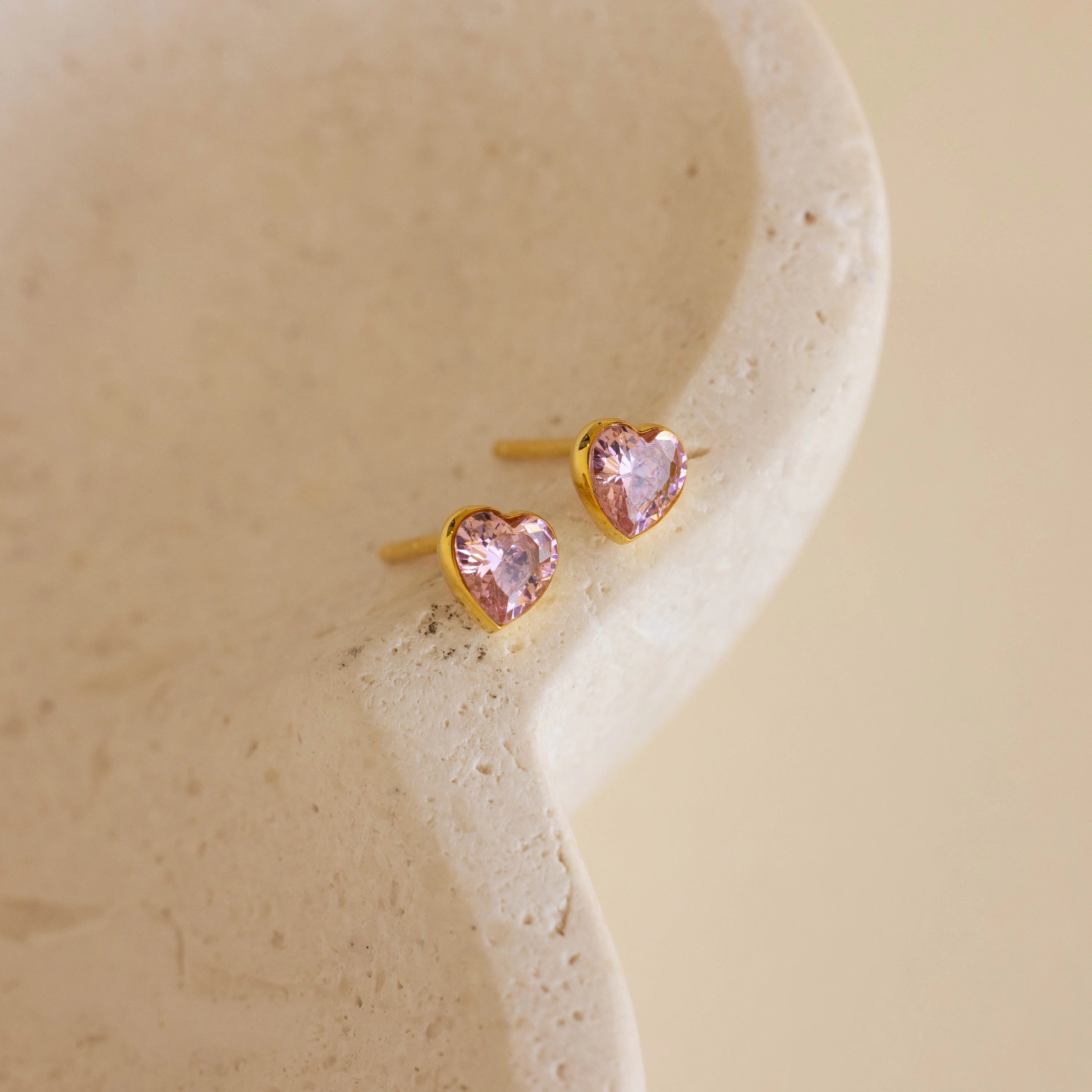 Women’s vintage earrings-Bezel Heart Birthstone Studs