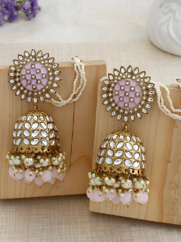 Women’s bohemian earrings-Blush Maharani Sahara Jhumkis - EOSS