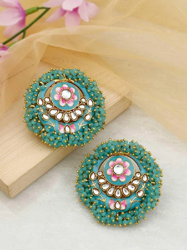 Women’s platinum earrings-Turquoise Anju Studs