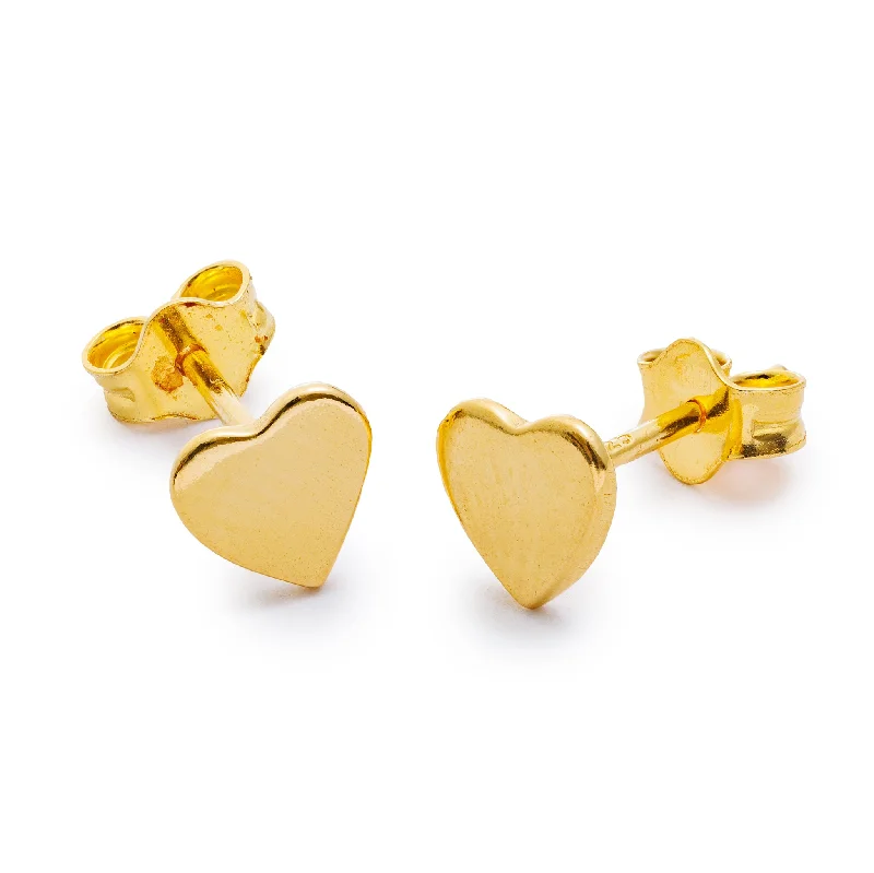 Women’s wedding earrings-Gold Mini Heart Studs