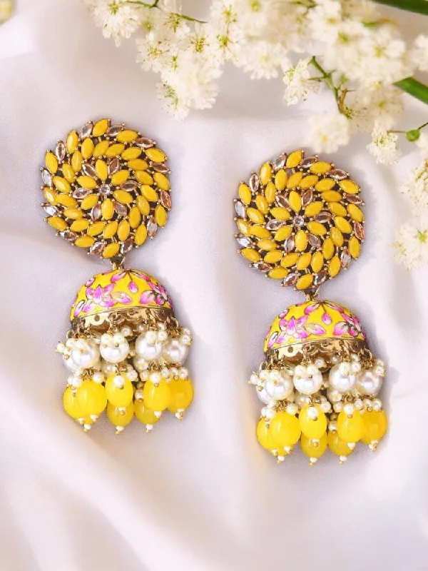 Women’s oval-shaped earrings-Lemon Jessi Jhumkis - EOSS