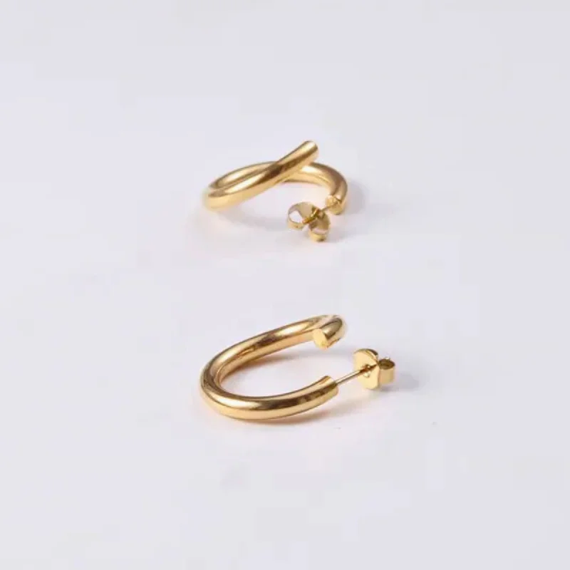 Women’s rose gold earrings-Twisted Hoop Earrings