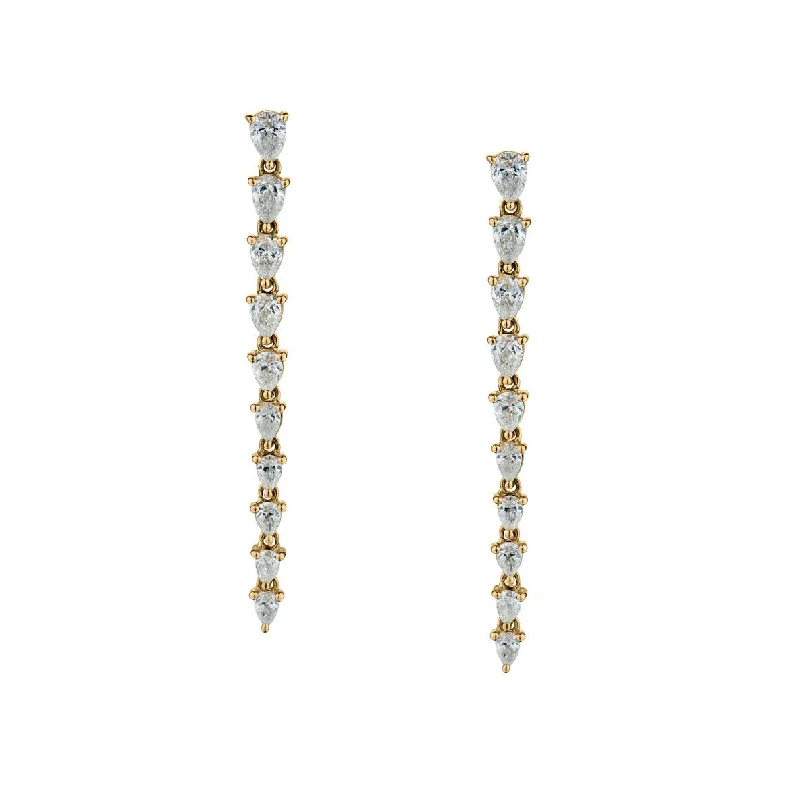 Women’s heart-shaped earrings-PEAR SHAPED DIAMOND DROP EARRINGS