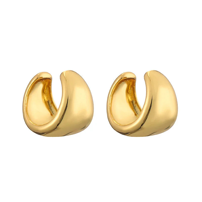 Gold Wide Surface C- Shaped 1 Pair