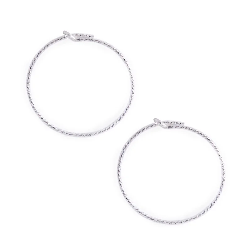 Women’s rose gold hoop earrings-Silver Textured Hoop Earrings