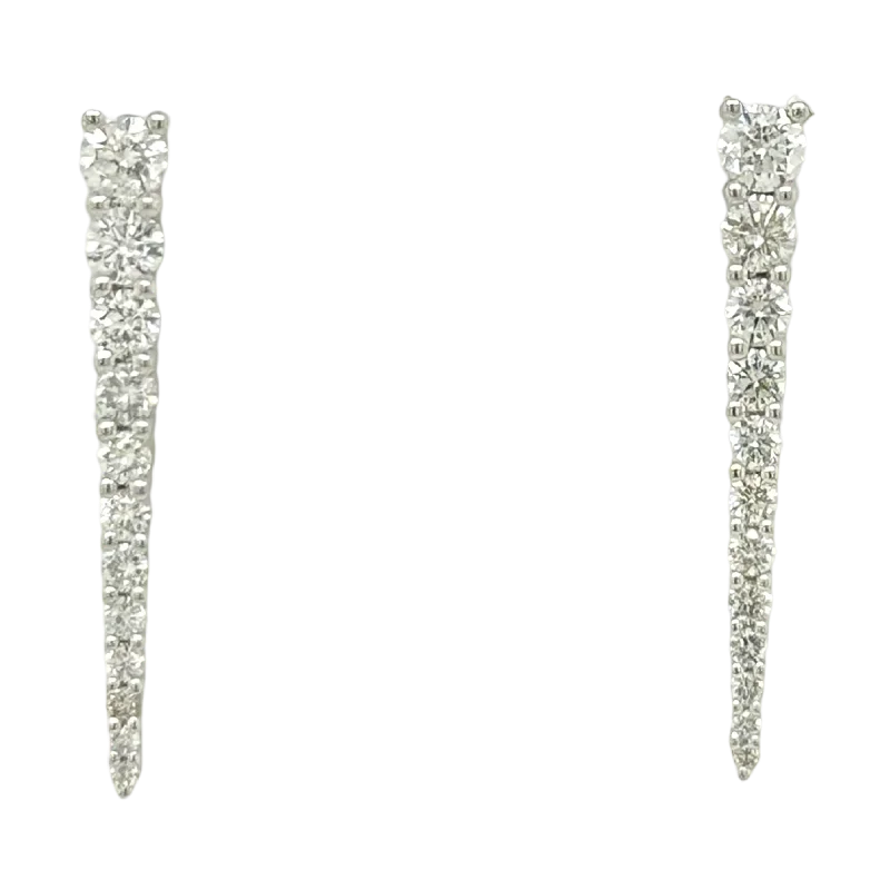 Women’s silver hoop earrings-DIAMOND SPIKE DROP EARRINGS