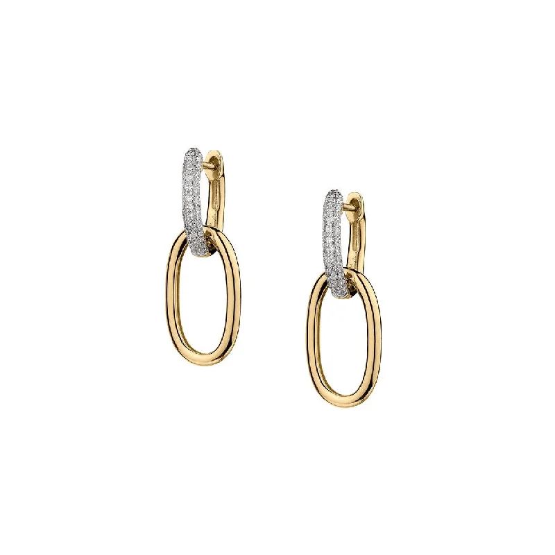 Women’s sapphire earrings-DROP OVAL LINK DIAMOND EARRINGS