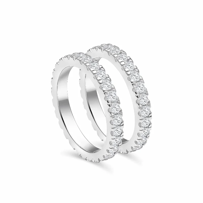 Women’s halo diamond rings-The Eternity Stacking Set