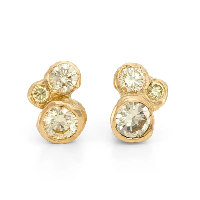 Women’s large diamond earrings-Sea Glitter Cluster Studs