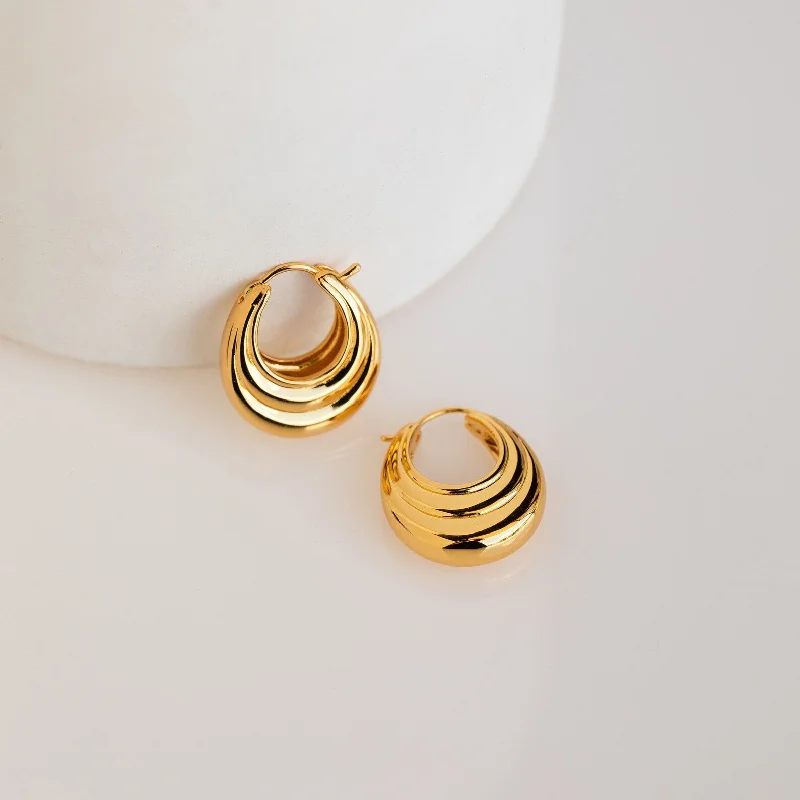 Women’s stud and hoop earrings-Katrina Ribbed Hoops