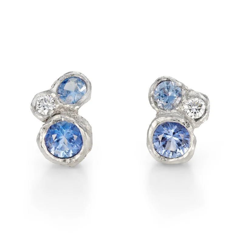 Women’s diamond hoop earrings-Platinum Cluster Studs