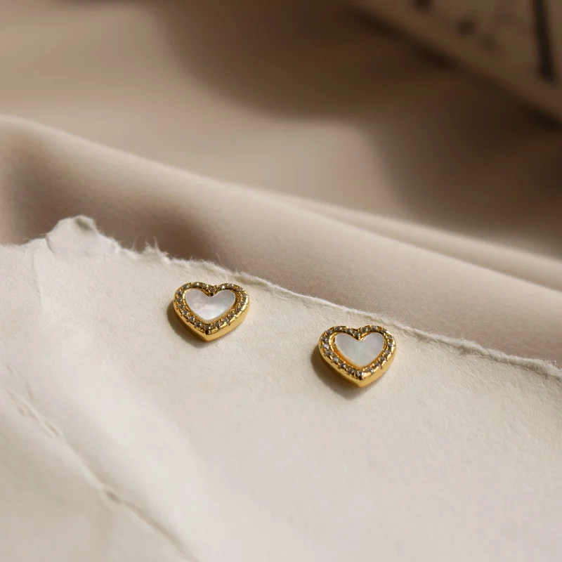 Women’s gold earrings-Valentina Pearl Studs