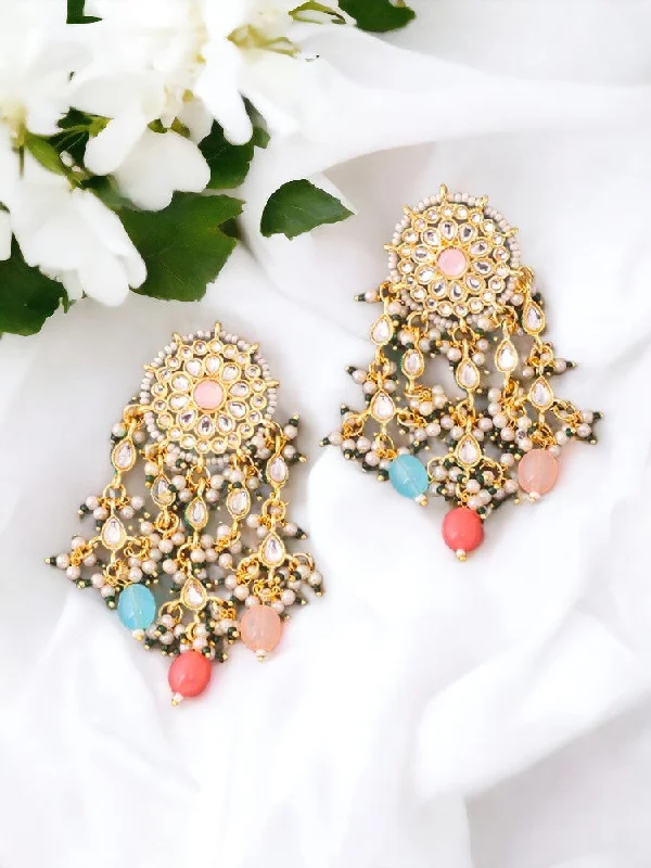 Women’s rose gold hoop earrings-Multicolor Dikshita Danglers