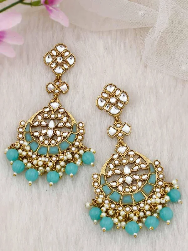 Women’s luxury diamond earrings-Turquoise Anvi Chandbalis