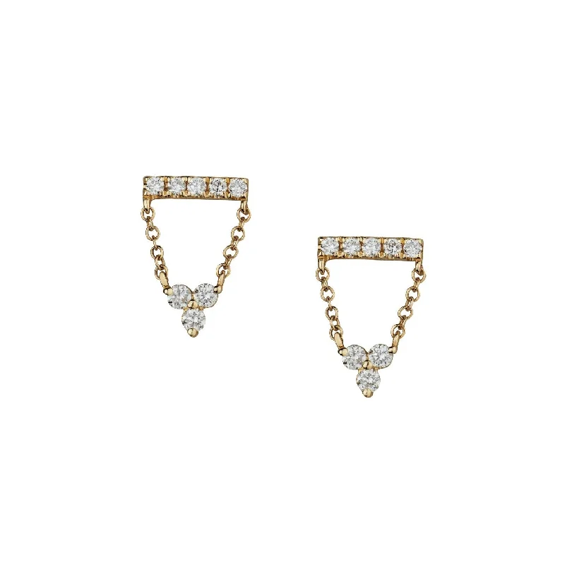 Women’s hoop and stud earrings-DIAMOND BAR & CHAIN EARRINGS