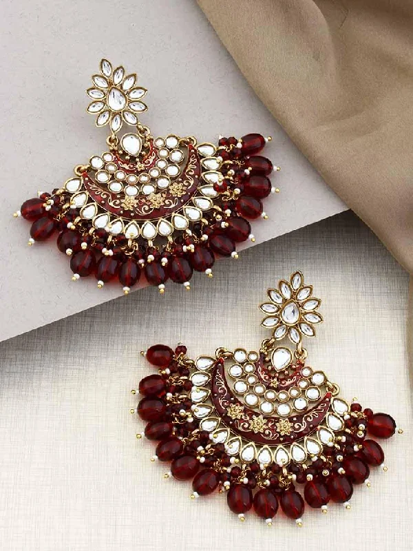 Women’s dangle earrings-Maroon Ajaya Chandbalis