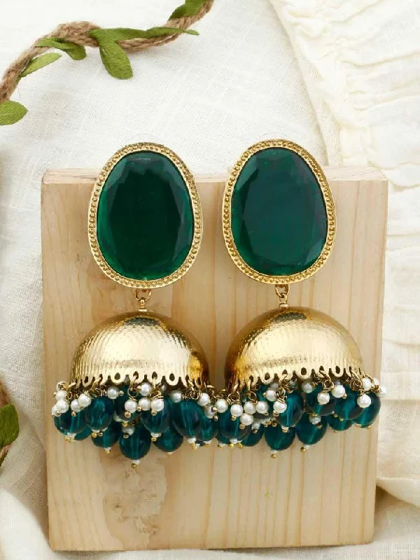 Women’s pearl stud earrings-Emerald Magna Shesha Jhumkis