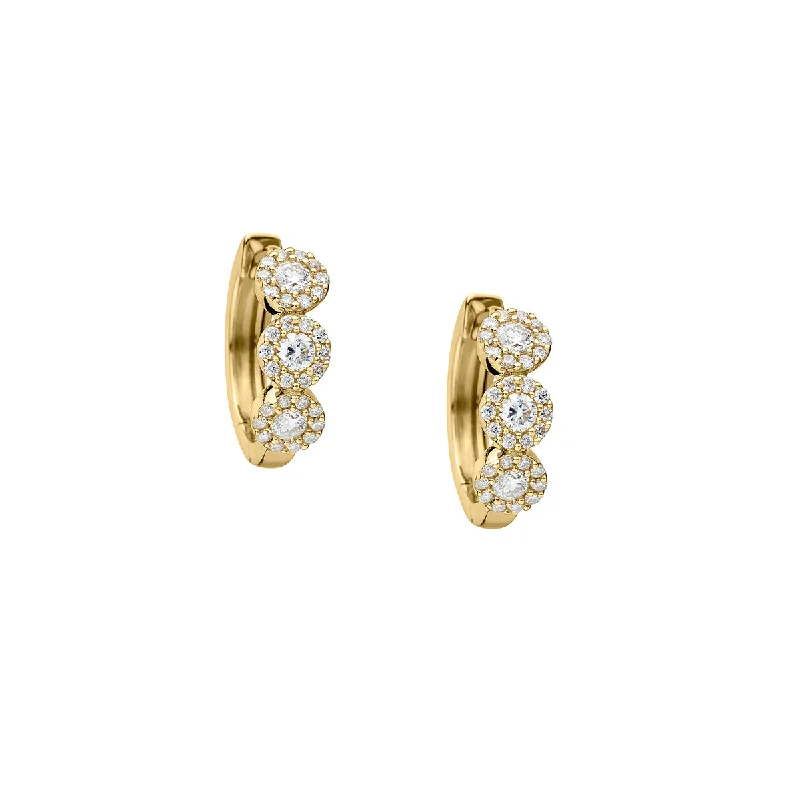 Women’s heart-shaped drop earrings-ROUND DIAMOND HUGGIE EARRINGS