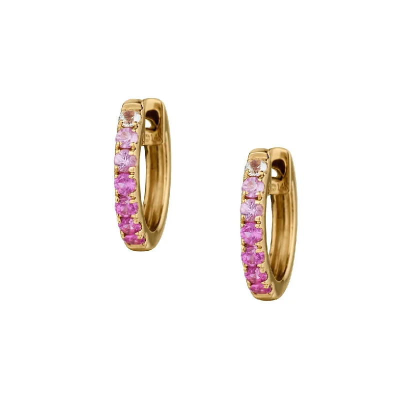 Women’s sapphire drop earrings-PINK OMBRE HUGGIE EARRINGS