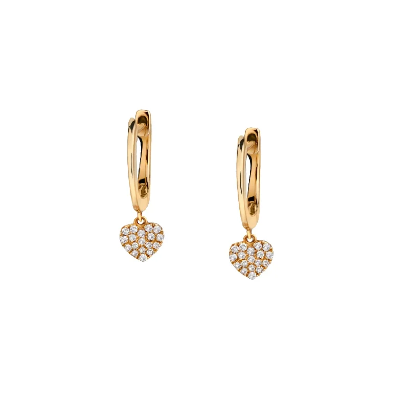 Women’s large hoop earrings-PAVÉ DIAMOND DROP HEART EARRINGS