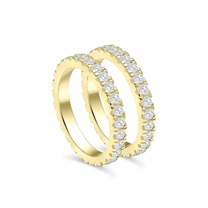 Women’s pearl rings-The Eternity Stacking Set - Gold